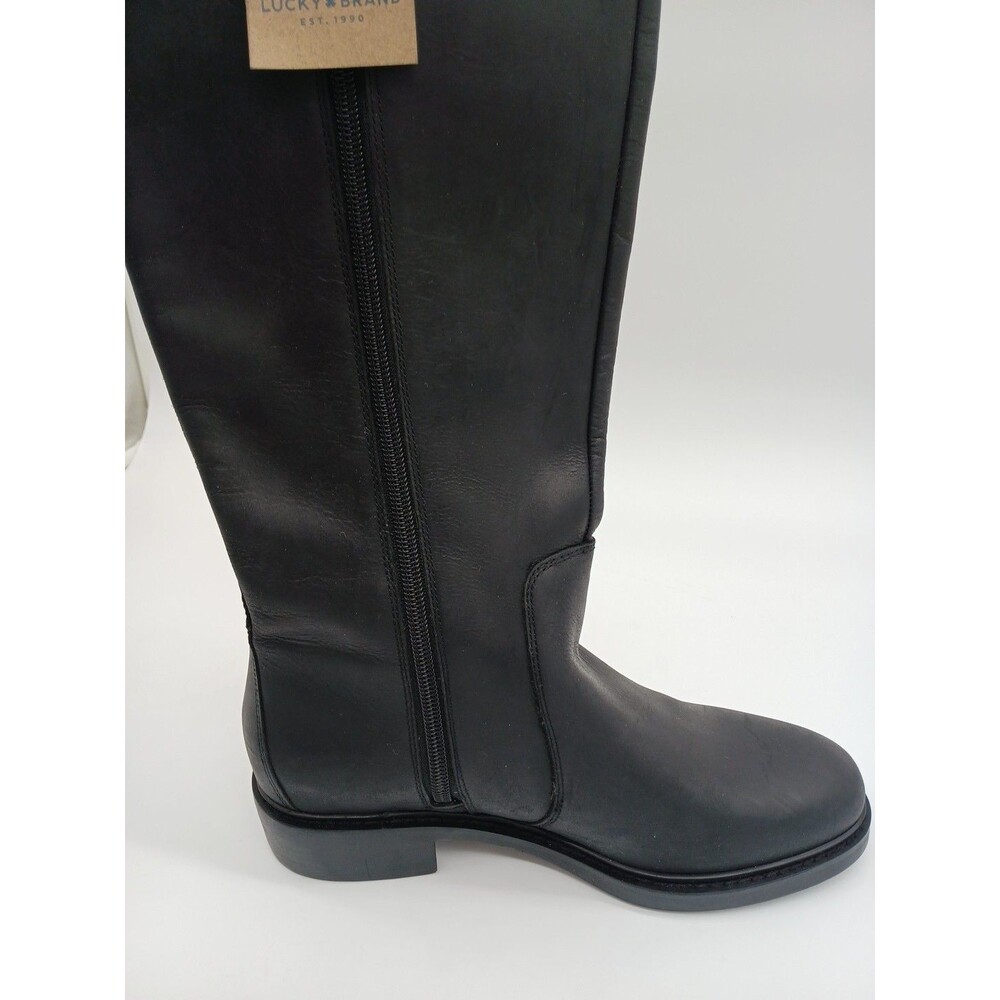 Lucky Brand Quinn Leather Black Riding Boots 6M - Picture 7 of 8